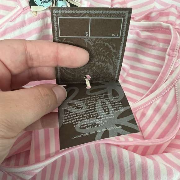 Matilda Jane Pink Striped Dress Trim Accents Cross Back Straps NWT Girls 10 - Picture 8 of 8